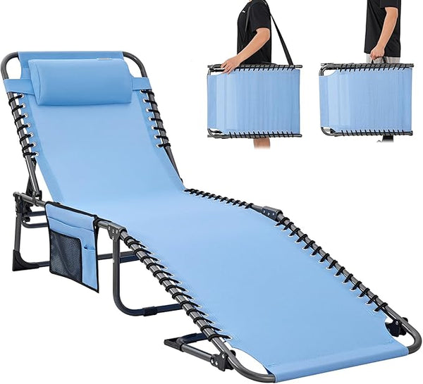 #WEJOY Folding Outdoor Chaise Lounge Chair, Adjustable Lightweight Portable Beach Lounge Chair for Patio, Pool, Lawn - Photo 1