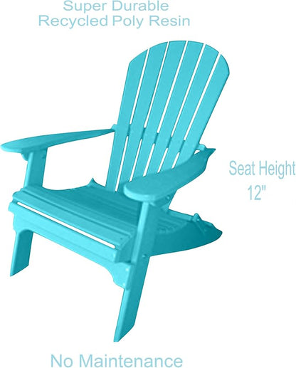 Phat Tommy Foldable Adirondack Chair - Poly Adirondack Chair Folding - HDPE, Heavy Duty, Recycled Plastic - All Weather Outdoor Furniture for Your Deck, Front Porch, or Patio, Teal