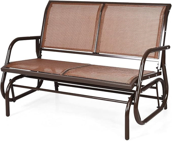 DORTALA 48'' Outdoor Patio Swing Glider Bench Chair, Cozy Patio Bench for 2 People - Photo 1