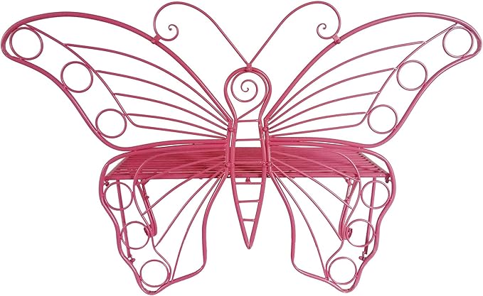 Hi-Line Gift Ltd. Pink Metal Butterfly Bench: Enchanting Outdoor Charm