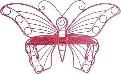 Hi-Line Gift Ltd. Pink Metal Butterfly Bench: Enchanting Outdoor Charm