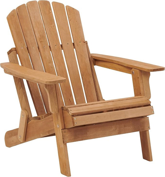 Oversize Wooden Outdoor Folding Adirondack Chair with Pre-Assembled BackRest & SeatBoard, Wood Patio Chair for Garden Backyard Porch Pool Deck Firepit-177
