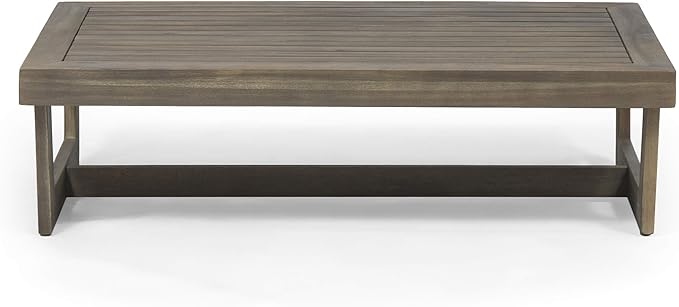 GDFStudio Outdoor Acacia Wood Coffee Table, Gray
