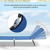 Outsunny Folding Chaise Lounge Pool Chairs, Outdoor Sun Tanning Chairs with 5-Level Reclining Back - Photo 4