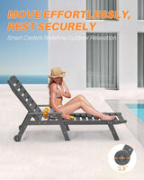 HDPE Patio Lounge Chair Set of 2, 78.4'' Outdoor Poly Lounge Chairs - Photo 9