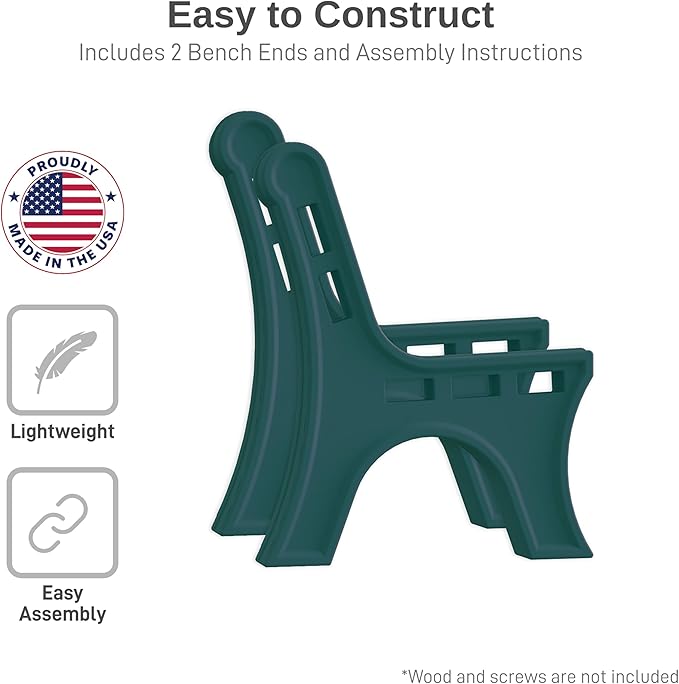 RTS Home Accents Custom Length Lightweight Indoor or Outdoor Bench Ends with Backrest (Wood & Screws Sold Separately) - Photo 3