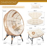 NICESOUL® 2 Person Wicker Stationary Egg Chair Indoor Outdoor Egg Basket Lounge Chair Oversized Thick Cushions Egg Seat - Photo 2