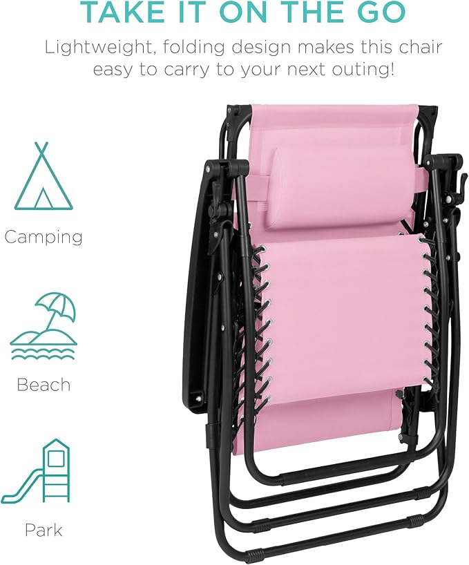 Best Choice Products Folding Zero Gravity Outdoor Recliner Patio Lounge Chair w/Adjustable Canopy Shade, Headrest - Photo 7