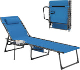 Outsunny Folding Chaise Lounge Chair Outdoor Tanning Chair with Side Table - Photo 1