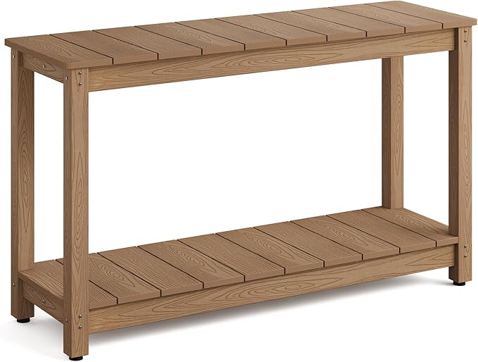 Stoog All-Weather Patio Console Table, 2-Tier Outdoor Table with Adjustable Feet, Never Fade or Rot, for Backyard, Deck - Photo 1