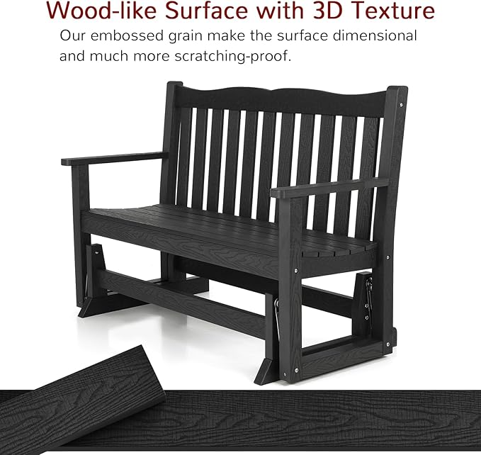 Stoog Outdoor Glider Benches Set of 2, All-Weather Patio Glider with 800 lbs Weight Capacity, Low Maintenance, for Porch - Photo 6