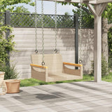 Patio Swing Bench Beige Single Seater Outdoor Furniture with Poly Rattan and Powder-Coated Steel Frame for Garden - Photo 3