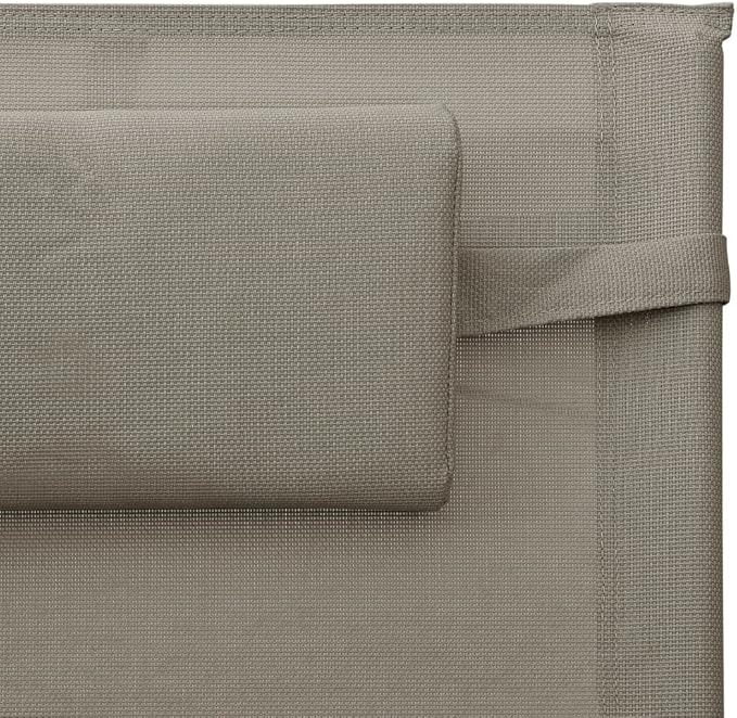 Foldable Outdoor Lounge Chair Taupe Textilene 24.4"x58.7"x34.6" Steel Frame Sun Lounger Recliner for Patio Garden Balcony and Beach