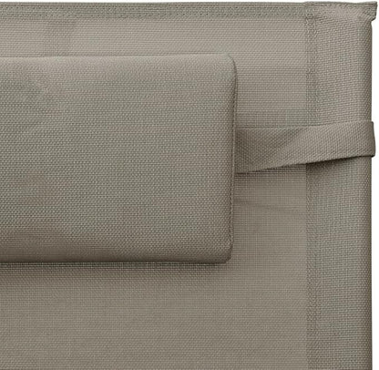 Foldable Outdoor Lounge Chair Taupe Textilene 24.4"x58.7"x34.6" Steel Frame Sun Lounger Recliner for Patio Garden Balcony and Beach