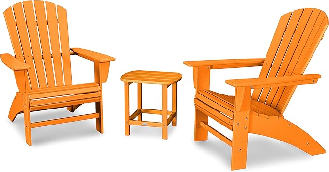 POLYWOOD Nautical 3-Piece Curveback Adirondack Chair Set with Side Table - Photo 1