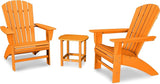 POLYWOOD Nautical 3-Piece Curveback Adirondack Chair Set with Side Table - Photo 1