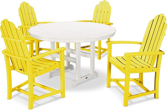 POLYWOOD® Classic Adirondack Dining Set, Lemon/White