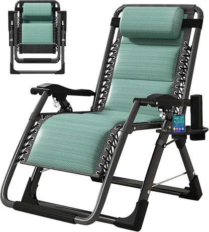 MOPHOTO Zero Gravity Chair, Outdoor Padded Lounge Chair with Side Table, Zero Gravity Recliner Chair, Outdoor Reclining Chair, Sturdy & Comfortable, Supports up to 440lbs