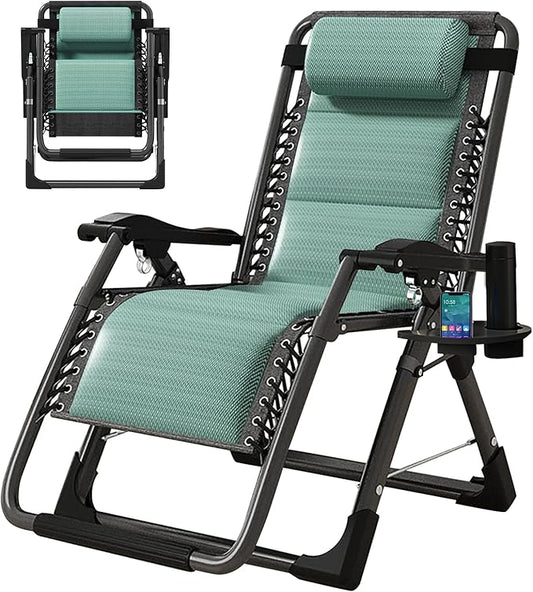 MOPHOTO Zero Gravity Chair, Outdoor Padded Lounge Chair with Side Table, Zero Gravity Recliner Chair, Outdoor Reclining Chair, Sturdy & Comfortable, Supports up to 440lbs