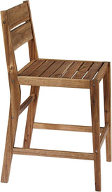 Teal Island Designs Nova Natural Acacia Wood Outdoor Bar Stools Set of 2 Brown 24" High Farmhouse Rustic Plank Seat - Photo 8