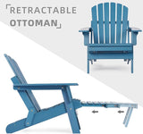 SoliWood Set of 2 Oversized Outdoor Wooden Folding Adirondack Chair with Retractable Ottoman - Photo 6