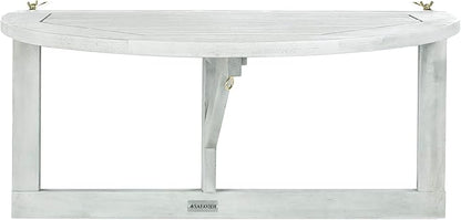 SAFAVIEH Outdoor Patio Furniture Collection – Owens Grey Wash Balcony Hanging Half Table, Eucalyptus Wood Outdoor Accent Table, Space-Saving Design (PAT7045B)