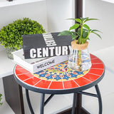 VCUTEKA Mosaic Outdoor Side Table, 14" Round Small Patio Accent Table Indoor End Table for Yard, Garden, Living Room - Photo 2
