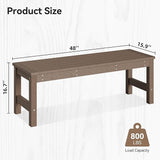 48" HDPE Outdoor Bench, All-Weather & Fade-Resistant 2-Person Garden Bench, Low Maintenance Patio Bench for Garden - Photo 3