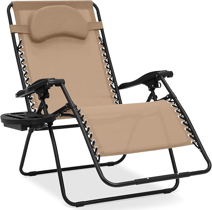 Best Choice Products Oversized Zero Gravity Chair, Folding Outdoor Patio Lounge Recliner w/Cup Holder Accessory Tray - Photo 1