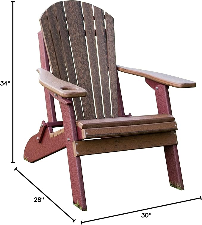 Furniture Barn USA Poly Folding Adirondack Chair with Smart Phone Holder, Walnut and Cherrywood