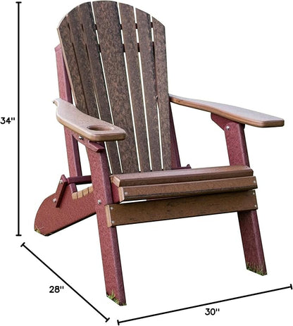 Furniture Barn USA Poly Folding Adirondack Chair with Smart Phone Holder, Walnut and Cherrywood