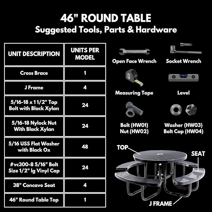 COATEDOUTDOORFURNITURE Heavy-Duty Portable Outdoor Picnic Table with Umbrella Hole - Photo 8