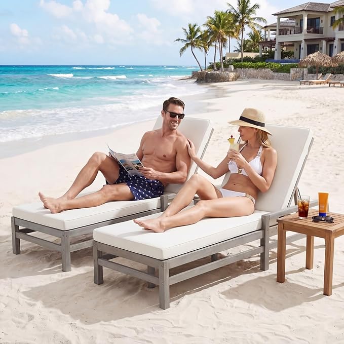 Outdoor Chaise Lounge Chair Set of 4, Patio Chaise Lounge Recliner with Adjustable Backrest - Photo 4