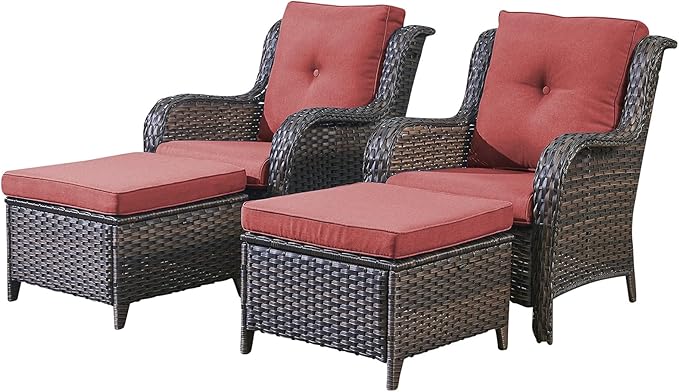 Rilyson Outdoor Patio Furniture Chairs Set - 4 Piece Wicker Rattan Patio Sectional Conversation Sets with 2 Chairs and - Photo 1
