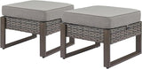 Rilyson Outdoor Ottoman Wicker Patio Footrest - 2 Piece Wicker Footrest Footstools Set with Sturdy Frame - Photo 1