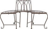 SAFAVIEH Outdoor Furniture Collection – Abia Rustic Brown Wrought Iron 50-Inch Curved Tree Bench - Photo 5