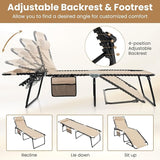 GYMAX Lounge Chairs for Outside, Extra High Folding Beach Tanning Lounger with Adjustable Backrest - Photo 4