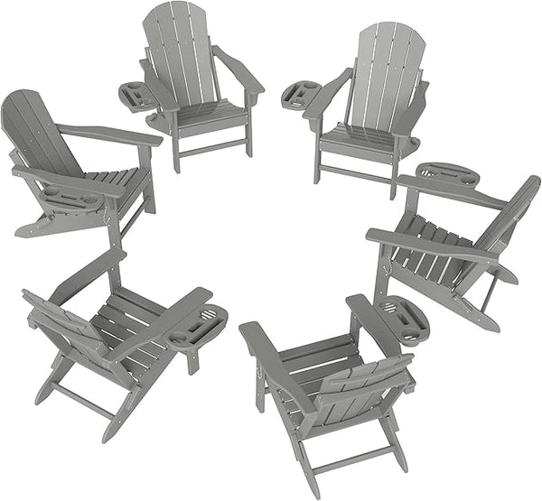 FOOWIN Folding Adirondack Chair Set of 6, HDPE Adirondack Chairs with Cup Holder - Photo 1