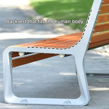 Outdoor Garden Bench, Metal Benches with Back, Loveseat Chair, Traditional Wooden Patio Bench Seat for Outside, Lawn Bench Park(Orange+White,120cm)