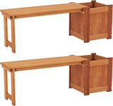 2 Benches with Planter Boxes, 2 in 1 Wooden Flower Box Kit with Seat, Open-Ended Base & Slotted Construction - Photo 1