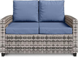 Outdoor Patio Loveseat, All-Weather Outdoor Wicker Sofa with Comfy Cushions, Patio Furniture Set 2 Person Couch - Photo 6