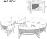 Quarte Outdoor Acacia Wood Round Sofa Set, Sectional Sets with Coffee Table, 6-Person Seating Group for Garden - Photo 3