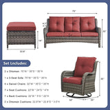 Rilyson Patio Furniture Swivel Chairs Set - 7 Piece Wicker Rattan Outdoor Sectional Conversation Sets with 4 Swivel - Photo 2