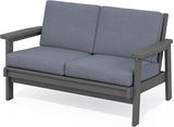 SERWALL HDPE Outdoor Patio Loveseat, Grey Frame and Grey Cushion - Photo 1