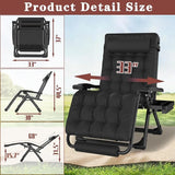 Oversized Zero Gravity Chair with Cushion XXL, 33In Padded Lounge Chair, Recliner Camping Chair W/Full-Alu Alloy Lock - Photo 3