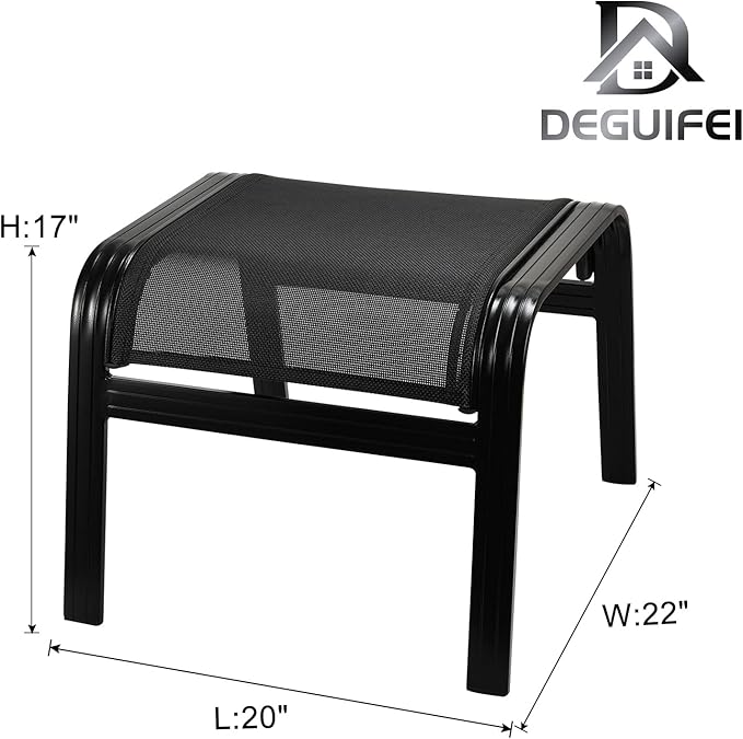 Patio Footstools Outdoor Foot Rest Aluminum Patio Ottomans Portable Seat Wicker Furniture Stackable Ottoman 2 Pieces - Photo 3