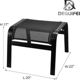 Patio Footstools Outdoor Foot Rest Aluminum Patio Ottomans Portable Seat Wicker Furniture Stackable Ottoman 2 Pieces - Photo 3