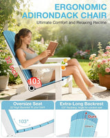 Folding Adirondack Chair –Recyclable HDPE Outdoor Adirondack Patio Chair with Cup Holder, Wood Texture & Umbrella Hole - Photo 5