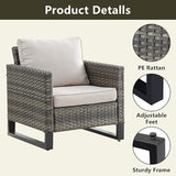 Wicker Outdoor Patio Furniture Set - 5 Piece Patio Conversation Set with 2 Wicker Armrest Chairs - Photo 3