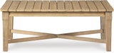 Signature Design by Ashley Outdoor Eucalyptus Carter Hall Patio Coffee Table, Beige - Photo 7